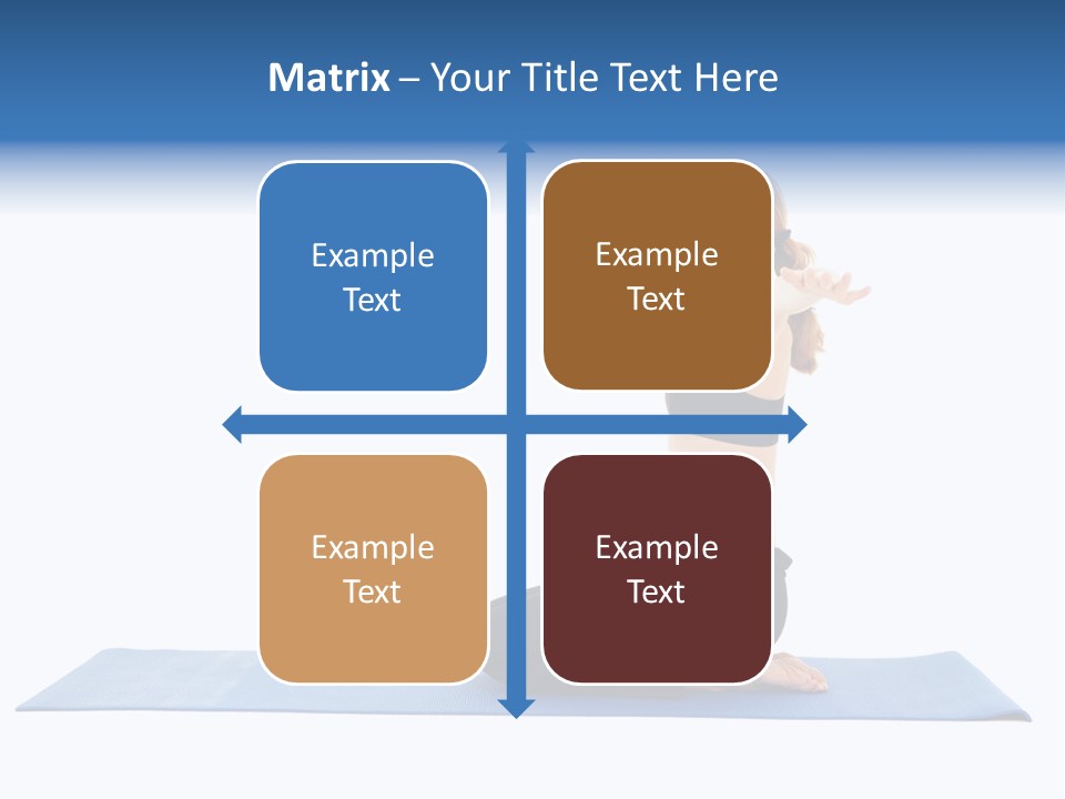 Fit Young Brunette Pilates Instructor Showing Different Exercises On A White Background A Blue Yoga Mat. White Background Not Isolated PowerPoint Template