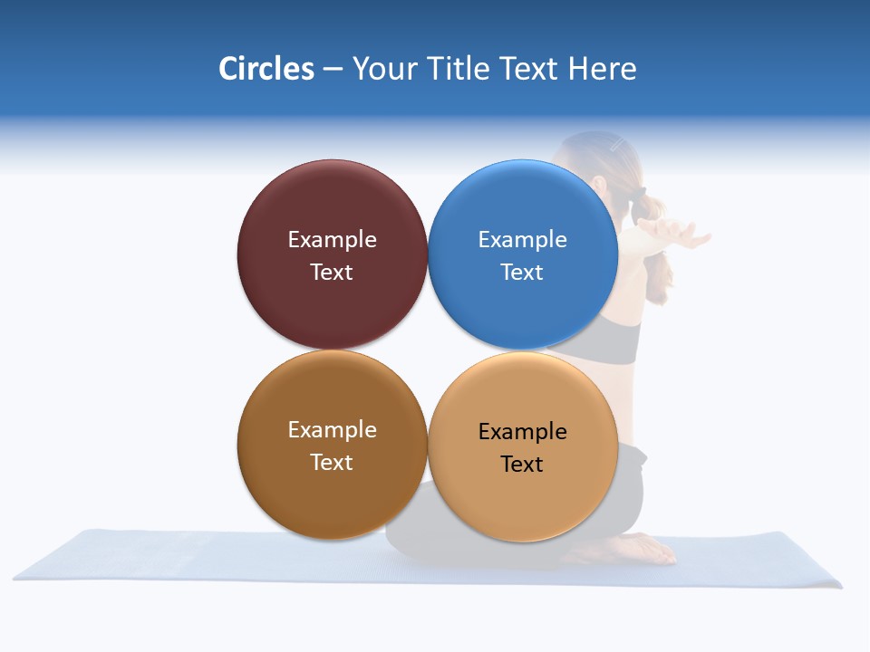 Fit Young Brunette Pilates Instructor Showing Different Exercises On A White Background A Blue Yoga Mat. White Background Not Isolated PowerPoint Template