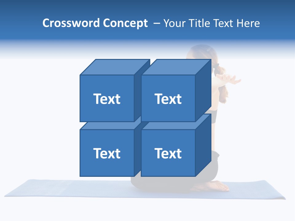 Fit Young Brunette Pilates Instructor Showing Different Exercises On A White Background A Blue Yoga Mat. White Background Not Isolated PowerPoint Template