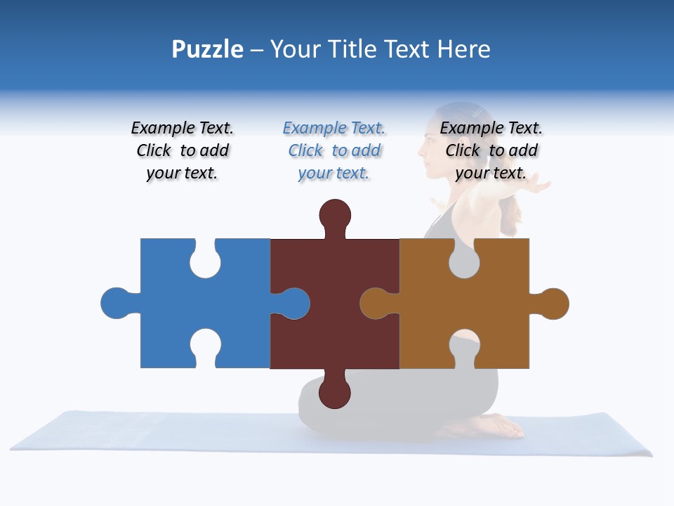 Fit Young Brunette Pilates Instructor Showing Different Exercises On A White Background A Blue Yoga Mat. White Background Not Isolated PowerPoint Template