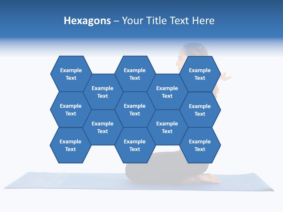 Fit Young Brunette Pilates Instructor Showing Different Exercises On A White Background A Blue Yoga Mat. White Background Not Isolated PowerPoint Template