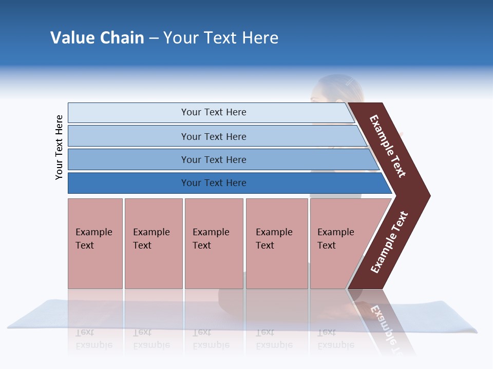Fit Young Brunette Pilates Instructor Showing Different Exercises On A White Background A Blue Yoga Mat. White Background Not Isolated PowerPoint Template