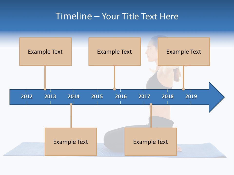 Fit Young Brunette Pilates Instructor Showing Different Exercises On A White Background A Blue Yoga Mat. White Background Not Isolated PowerPoint Template
