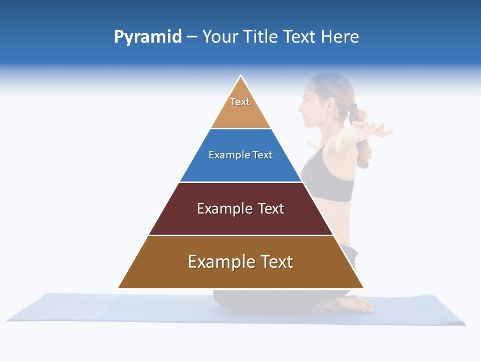 Fit Young Brunette Pilates Instructor Showing Different Exercises On A White Background A Blue Yoga Mat. White Background Not Isolated PowerPoint Template