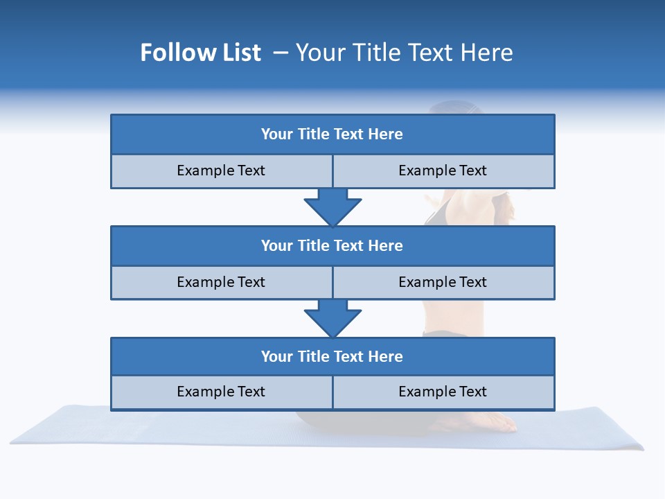 Fit Young Brunette Pilates Instructor Showing Different Exercises On A White Background A Blue Yoga Mat. White Background Not Isolated PowerPoint Template