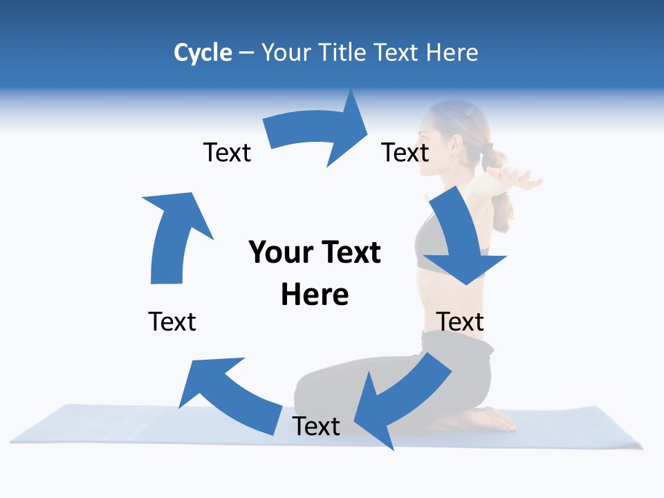 Fit Young Brunette Pilates Instructor Showing Different Exercises On A White Background A Blue Yoga Mat. White Background Not Isolated PowerPoint Template