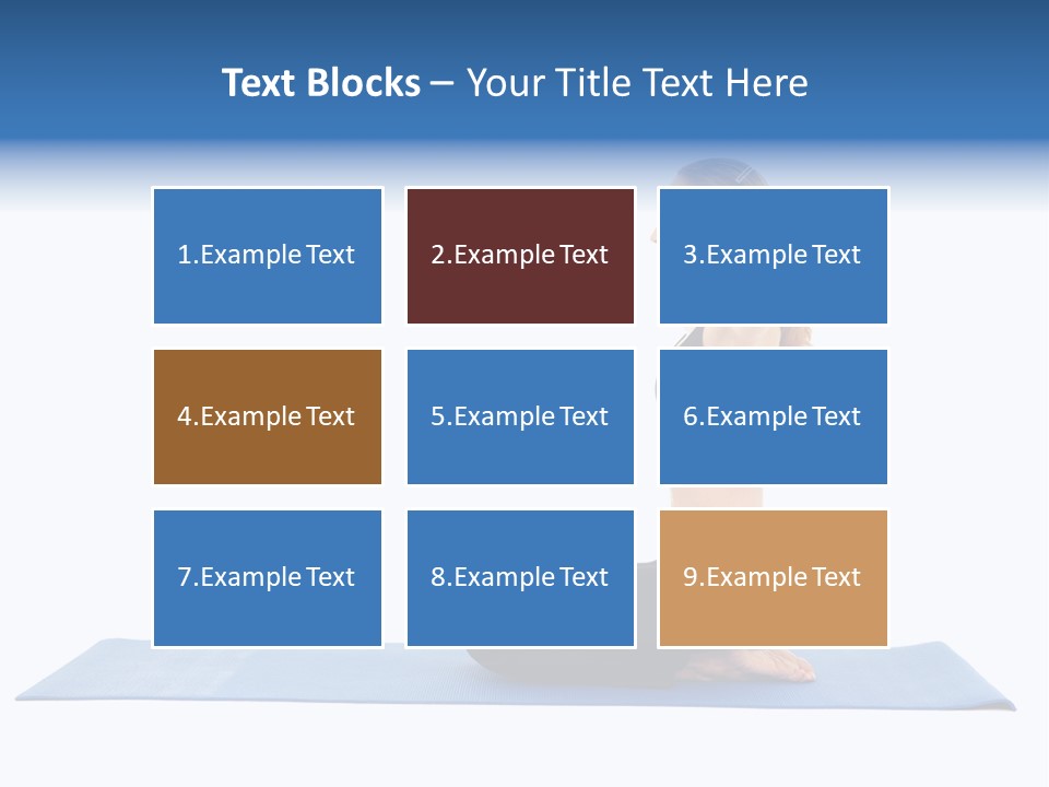 Fit Young Brunette Pilates Instructor Showing Different Exercises On A White Background A Blue Yoga Mat. White Background Not Isolated PowerPoint Template