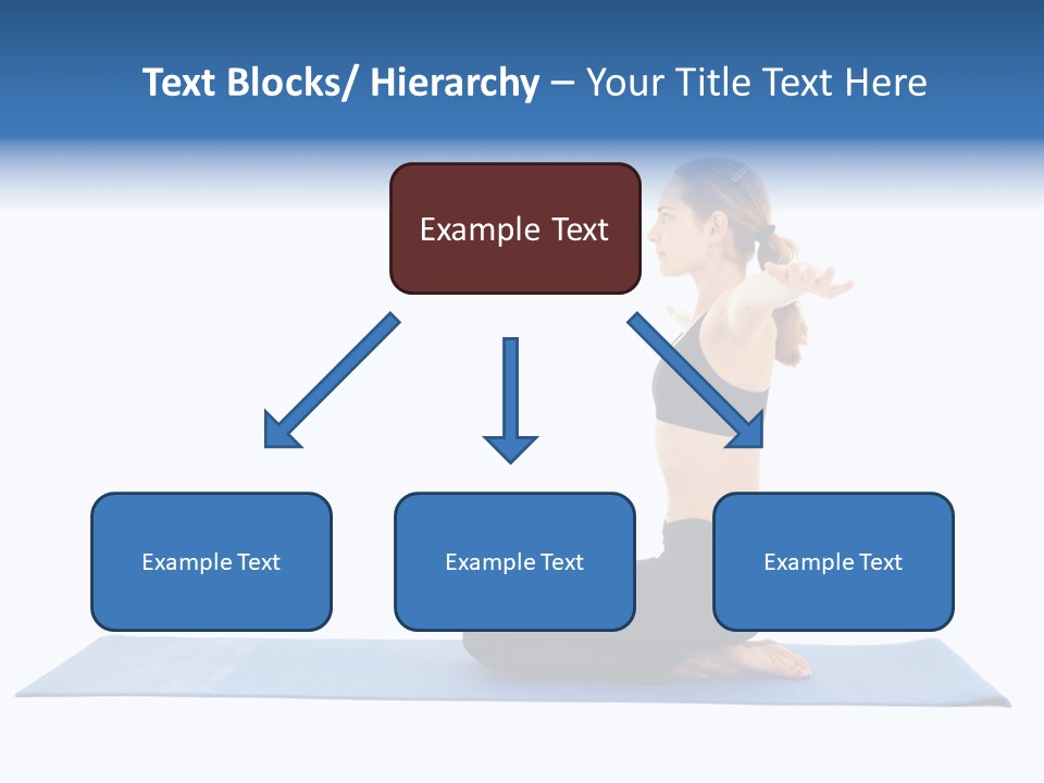 Fit Young Brunette Pilates Instructor Showing Different Exercises On A White Background A Blue Yoga Mat. White Background Not Isolated PowerPoint Template