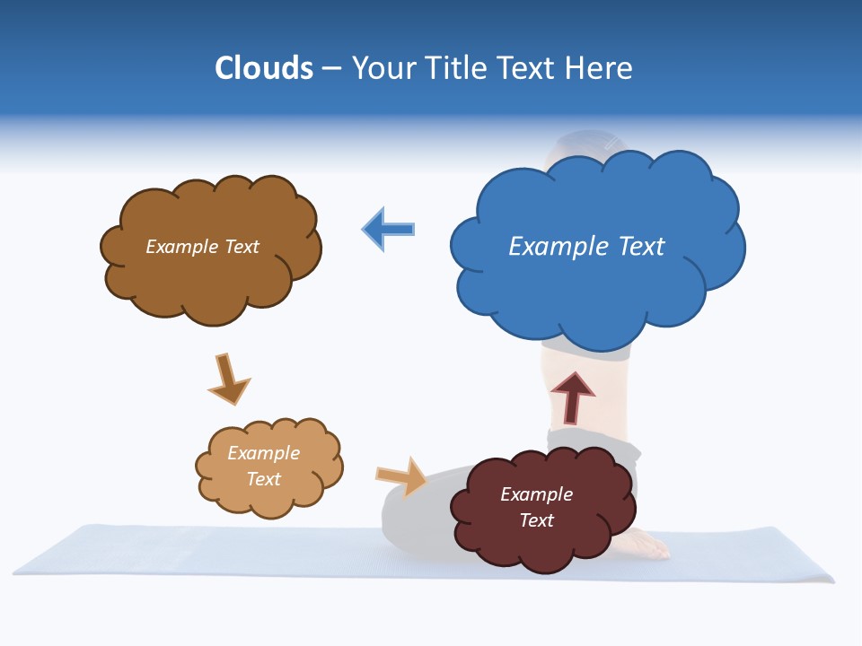 Fit Young Brunette Pilates Instructor Showing Different Exercises On A White Background A Blue Yoga Mat. White Background Not Isolated PowerPoint Template