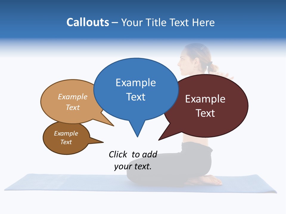 Fit Young Brunette Pilates Instructor Showing Different Exercises On A White Background A Blue Yoga Mat. White Background Not Isolated PowerPoint Template