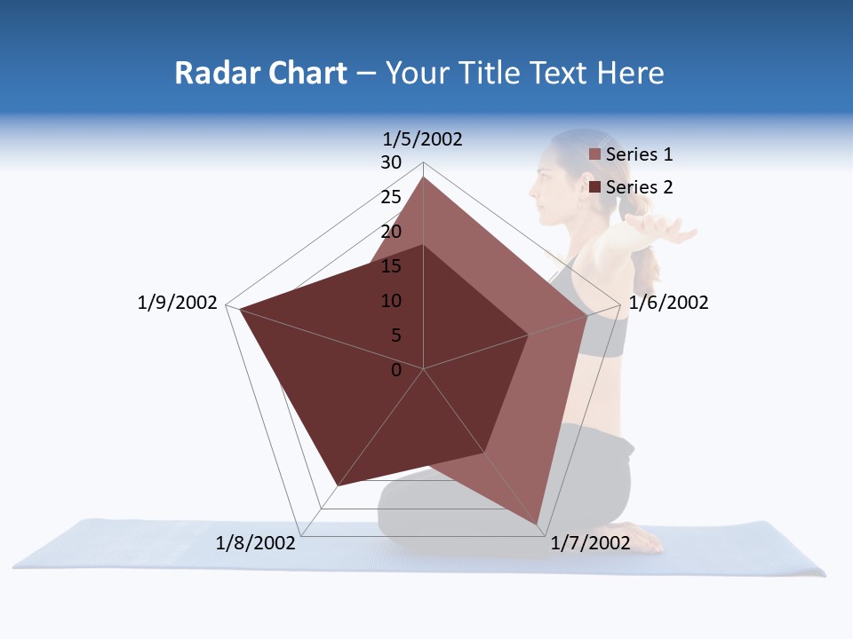 Fit Young Brunette Pilates Instructor Showing Different Exercises On A White Background A Blue Yoga Mat. White Background Not Isolated PowerPoint Template