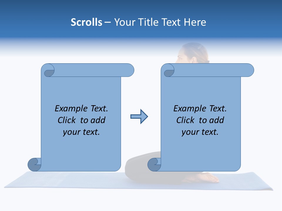 Fit Young Brunette Pilates Instructor Showing Different Exercises On A White Background A Blue Yoga Mat. White Background Not Isolated PowerPoint Template