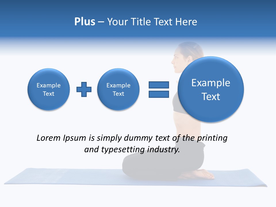 Fit Young Brunette Pilates Instructor Showing Different Exercises On A White Background A Blue Yoga Mat. White Background Not Isolated PowerPoint Template