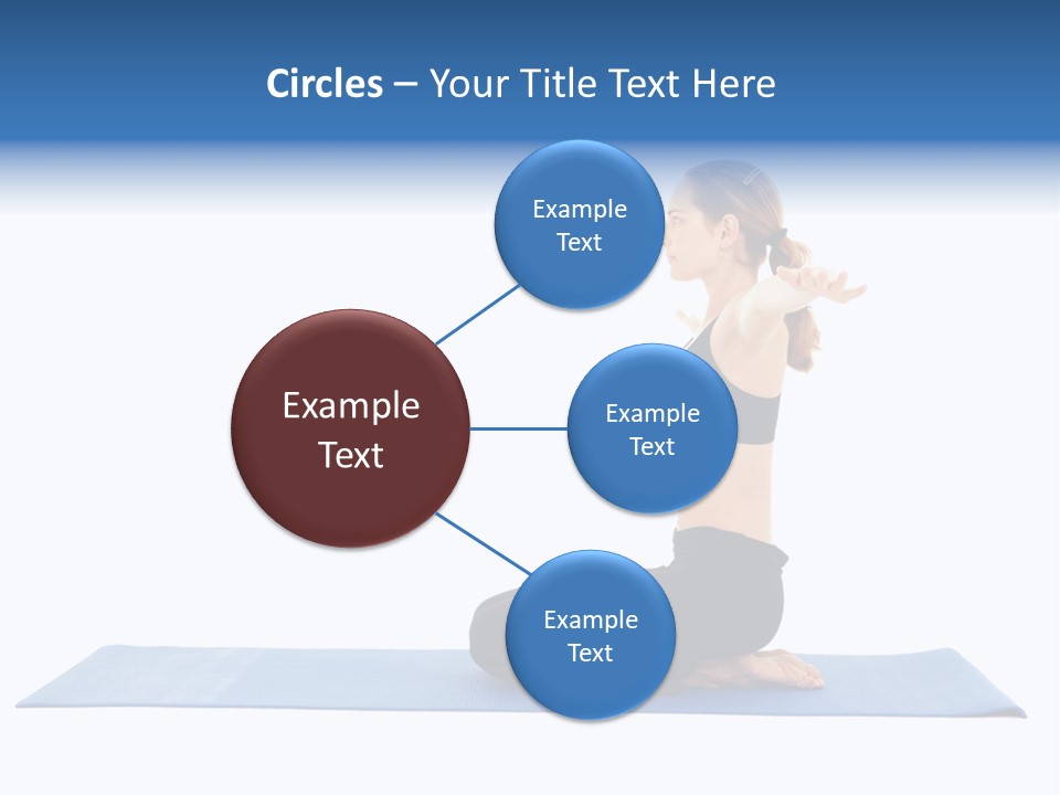 Fit Young Brunette Pilates Instructor Showing Different Exercises On A White Background A Blue Yoga Mat. White Background Not Isolated PowerPoint Template