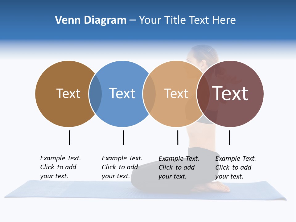 Fit Young Brunette Pilates Instructor Showing Different Exercises On A White Background A Blue Yoga Mat. White Background Not Isolated PowerPoint Template