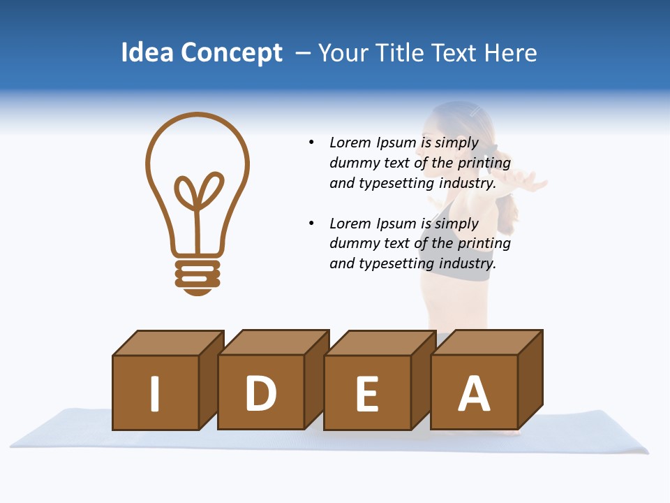 Fit Young Brunette Pilates Instructor Showing Different Exercises On A White Background A Blue Yoga Mat. White Background Not Isolated PowerPoint Template