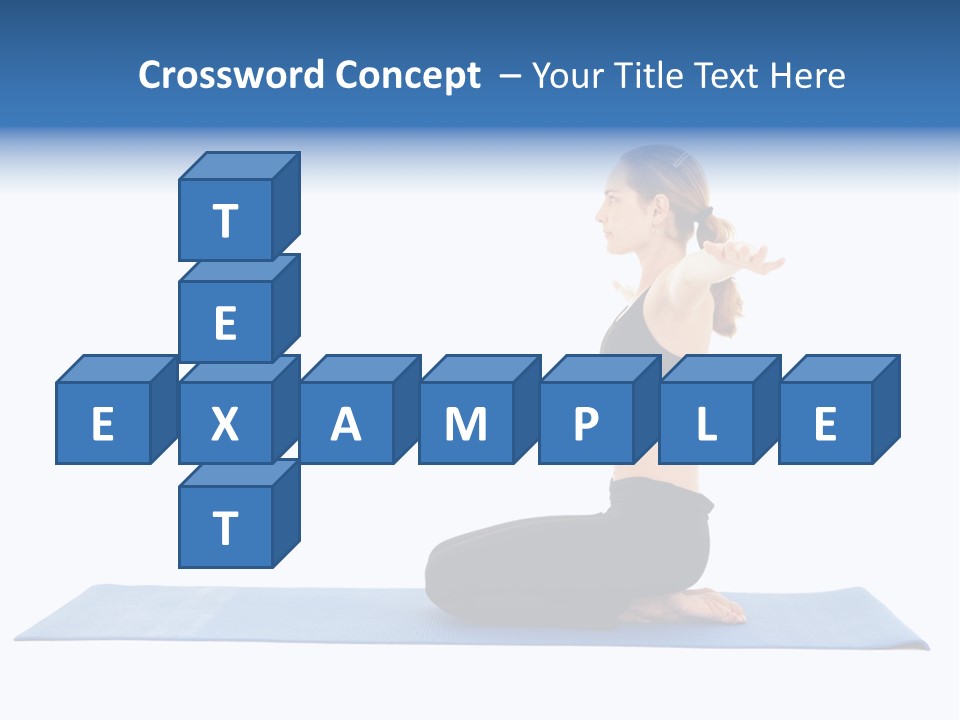 Fit Young Brunette Pilates Instructor Showing Different Exercises On A White Background A Blue Yoga Mat. White Background Not Isolated PowerPoint Template