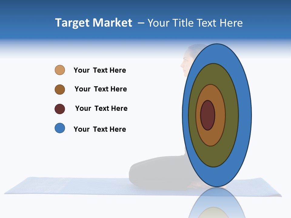 Fit Young Brunette Pilates Instructor Showing Different Exercises On A White Background A Blue Yoga Mat. White Background Not Isolated PowerPoint Template