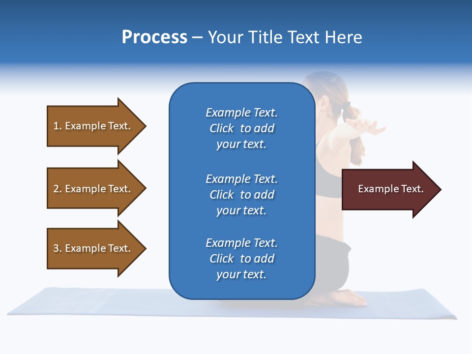 Fit Young Brunette Pilates Instructor Showing Different Exercises On A White Background A Blue Yoga Mat. White Background Not Isolated PowerPoint Template