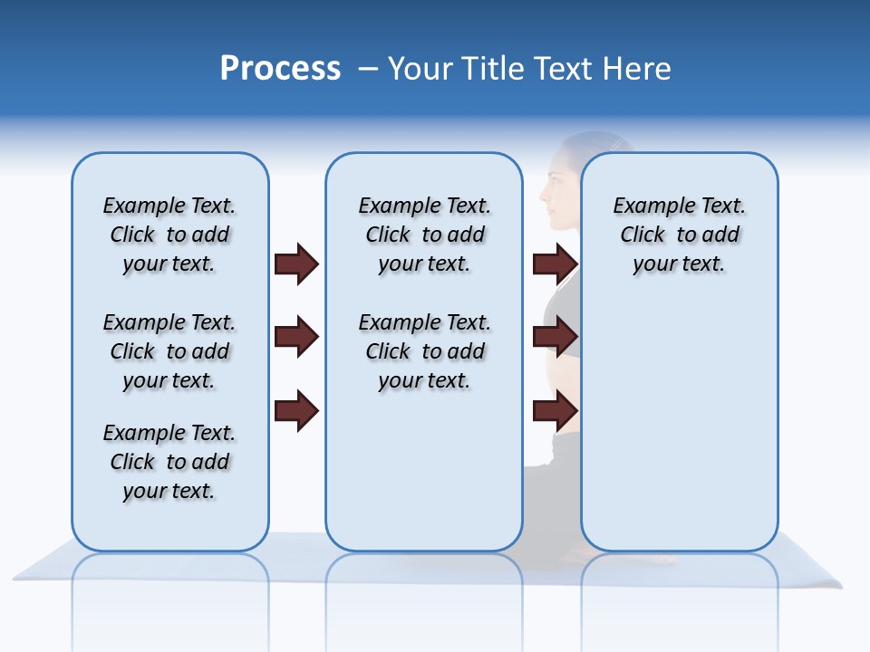 Fit Young Brunette Pilates Instructor Showing Different Exercises On A White Background A Blue Yoga Mat. White Background Not Isolated PowerPoint Template