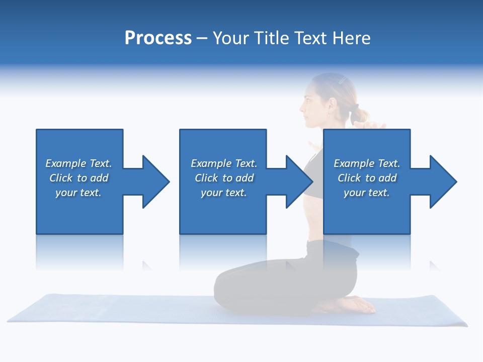 Fit Young Brunette Pilates Instructor Showing Different Exercises On A White Background A Blue Yoga Mat. White Background Not Isolated PowerPoint Template