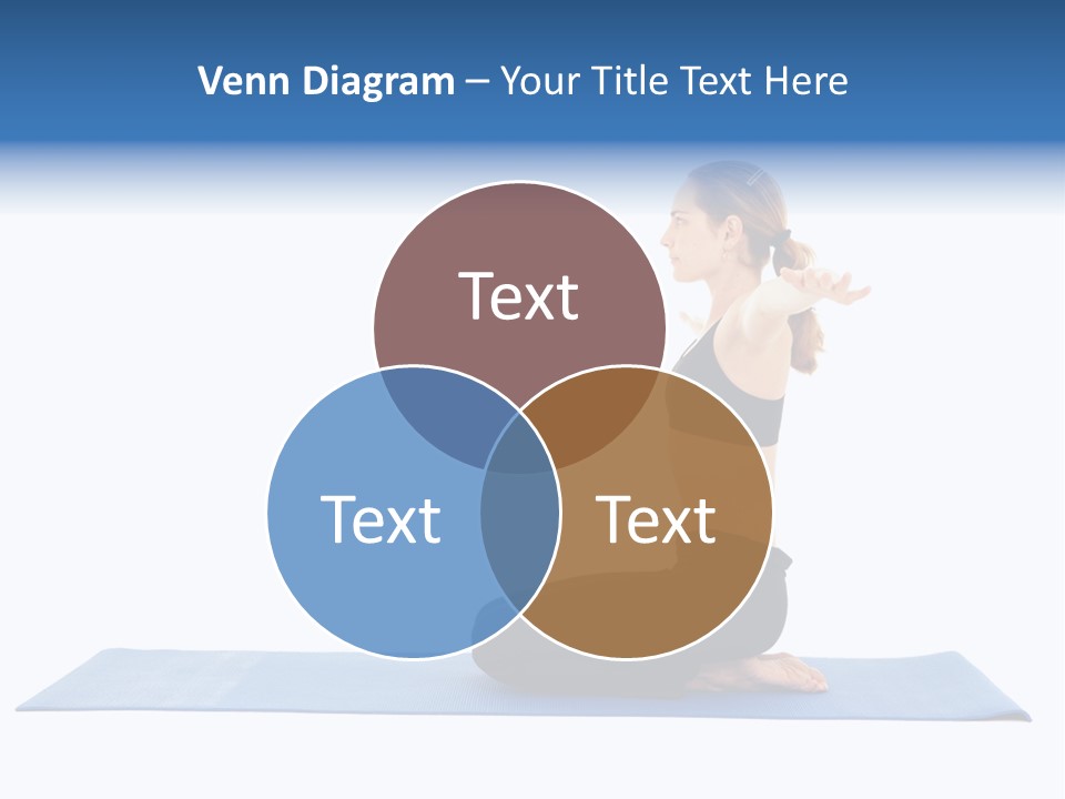 Fit Young Brunette Pilates Instructor Showing Different Exercises On A White Background A Blue Yoga Mat. White Background Not Isolated PowerPoint Template