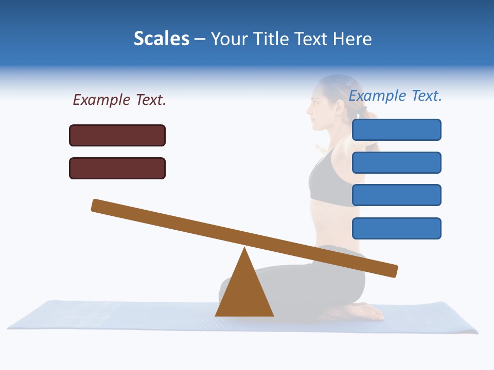 Fit Young Brunette Pilates Instructor Showing Different Exercises On A White Background A Blue Yoga Mat. White Background Not Isolated PowerPoint Template