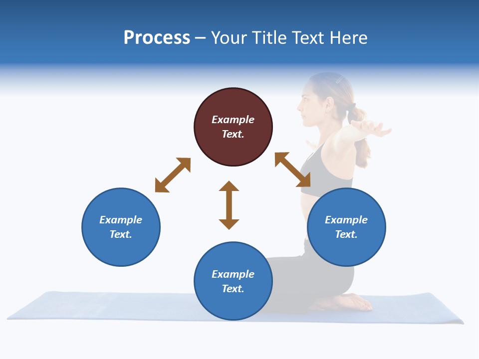 Fit Young Brunette Pilates Instructor Showing Different Exercises On A White Background A Blue Yoga Mat. White Background Not Isolated PowerPoint Template
