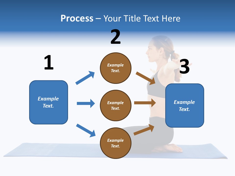 Fit Young Brunette Pilates Instructor Showing Different Exercises On A White Background A Blue Yoga Mat. White Background Not Isolated PowerPoint Template