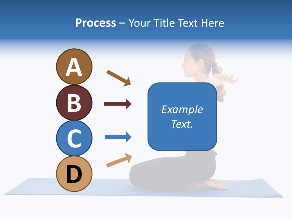 Fit Young Brunette Pilates Instructor Showing Different Exercises On A White Background A Blue Yoga Mat. White Background Not Isolated PowerPoint Template