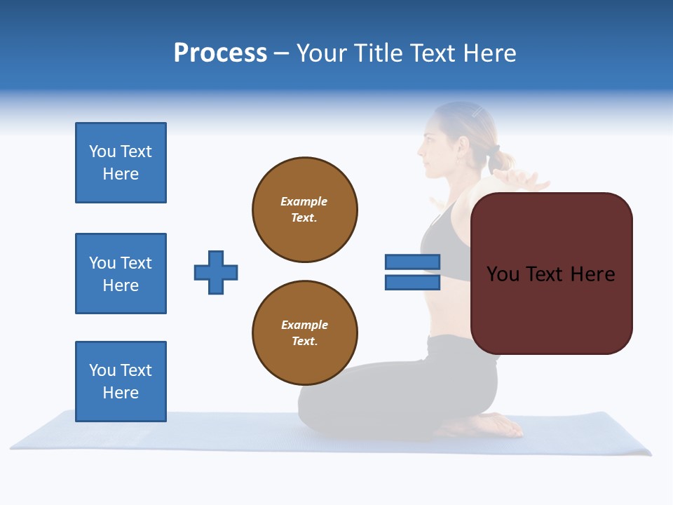 Fit Young Brunette Pilates Instructor Showing Different Exercises On A White Background A Blue Yoga Mat. White Background Not Isolated PowerPoint Template