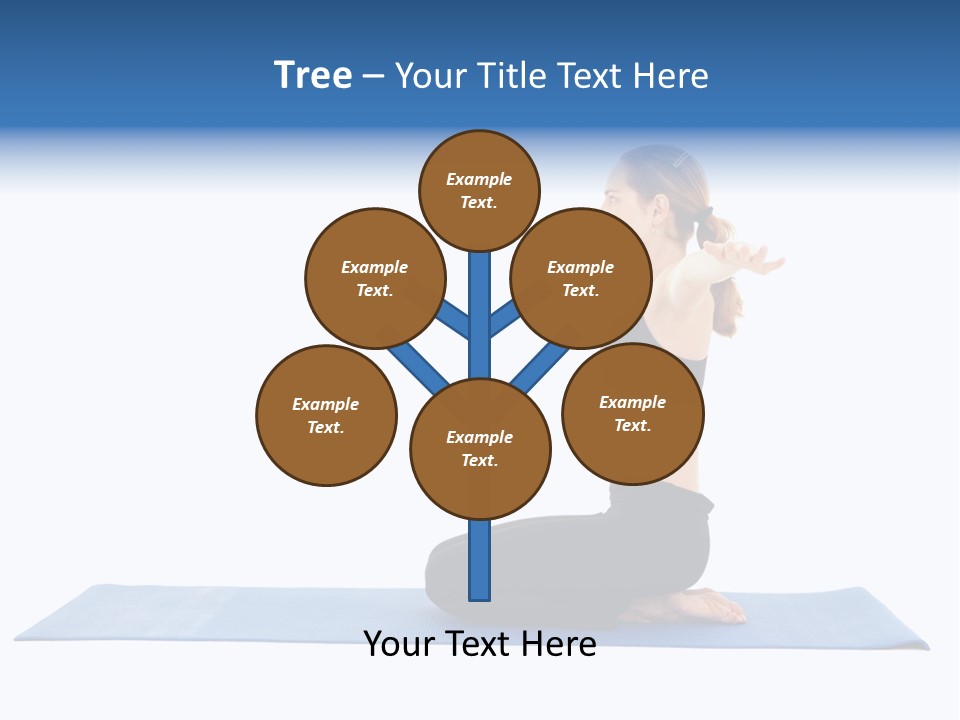 Fit Young Brunette Pilates Instructor Showing Different Exercises On A White Background A Blue Yoga Mat. White Background Not Isolated PowerPoint Template