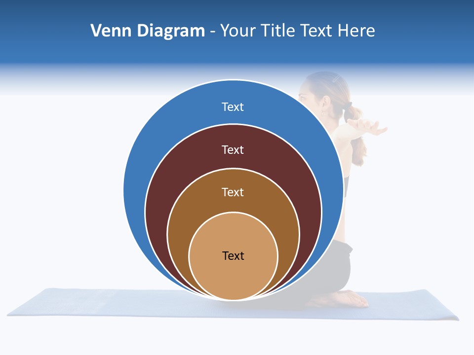 Fit Young Brunette Pilates Instructor Showing Different Exercises On A White Background A Blue Yoga Mat. White Background Not Isolated PowerPoint Template