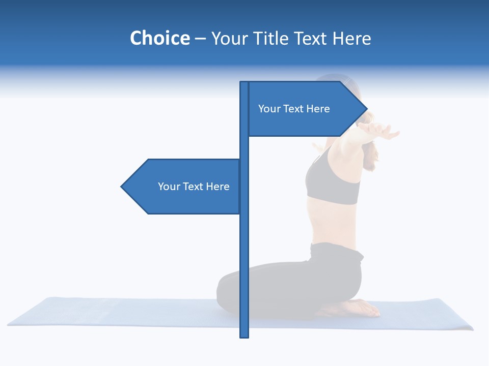 Fit Young Brunette Pilates Instructor Showing Different Exercises On A White Background A Blue Yoga Mat. White Background Not Isolated PowerPoint Template