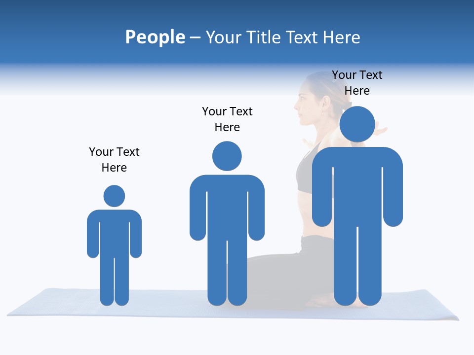 Fit Young Brunette Pilates Instructor Showing Different Exercises On A White Background A Blue Yoga Mat. White Background Not Isolated PowerPoint Template