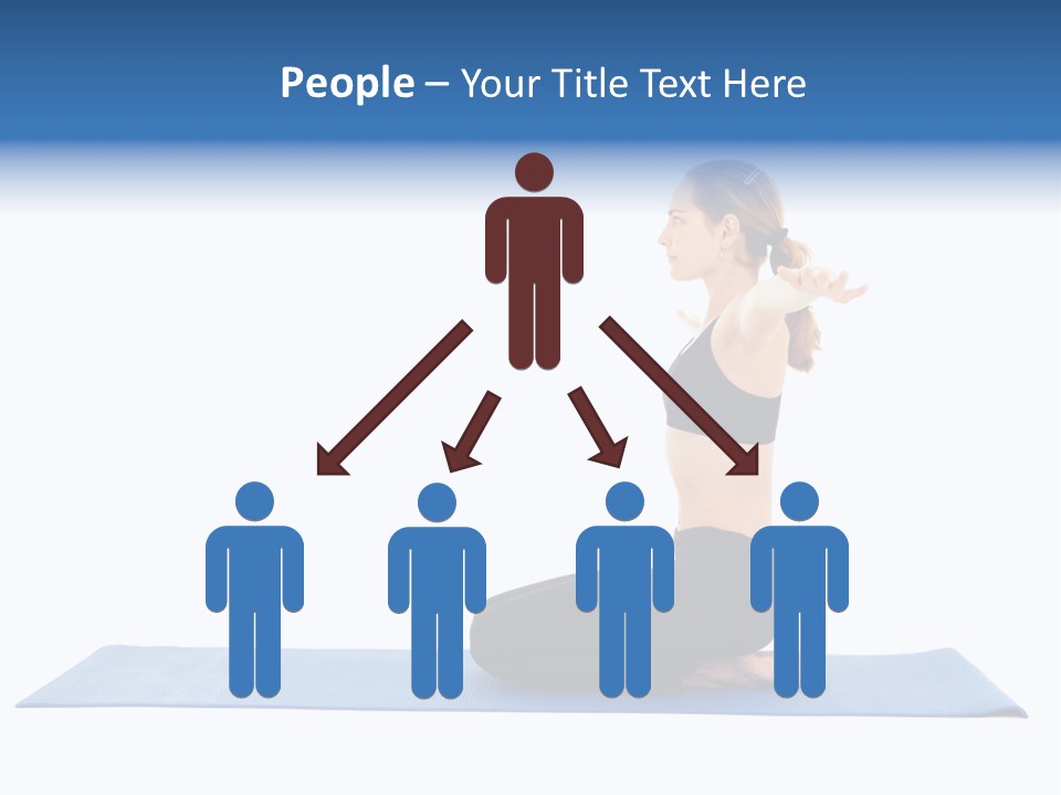 Fit Young Brunette Pilates Instructor Showing Different Exercises On A White Background A Blue Yoga Mat. White Background Not Isolated PowerPoint Template