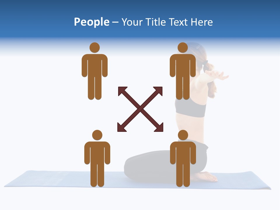 Fit Young Brunette Pilates Instructor Showing Different Exercises On A White Background A Blue Yoga Mat. White Background Not Isolated PowerPoint Template