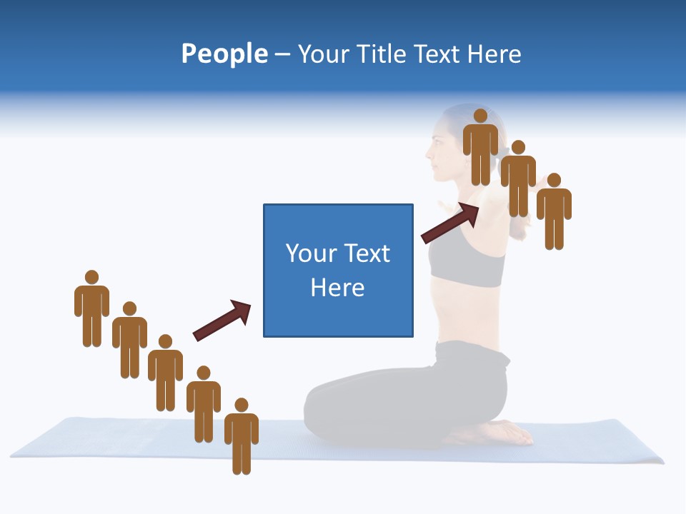 Fit Young Brunette Pilates Instructor Showing Different Exercises On A White Background A Blue Yoga Mat. White Background Not Isolated PowerPoint Template