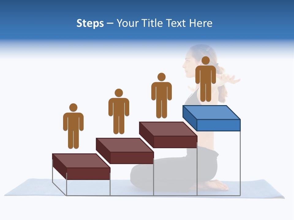 Fit Young Brunette Pilates Instructor Showing Different Exercises On A White Background A Blue Yoga Mat. White Background Not Isolated PowerPoint Template