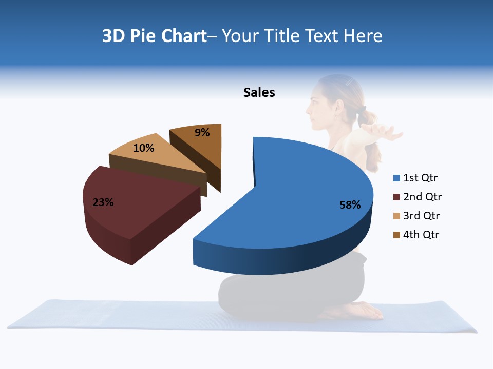 Fit Young Brunette Pilates Instructor Showing Different Exercises On A White Background A Blue Yoga Mat. White Background Not Isolated PowerPoint Template