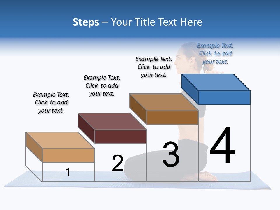 Fit Young Brunette Pilates Instructor Showing Different Exercises On A White Background A Blue Yoga Mat. White Background Not Isolated PowerPoint Template