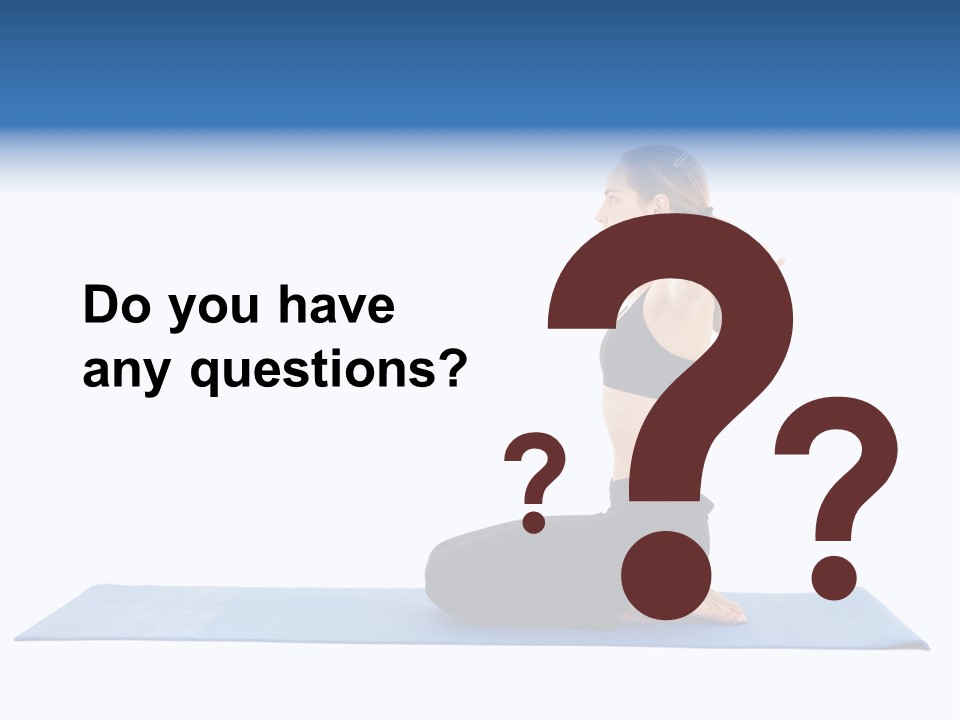 Fit Young Brunette Pilates Instructor Showing Different Exercises On A White Background A Blue Yoga Mat. White Background Not Isolated PowerPoint Template