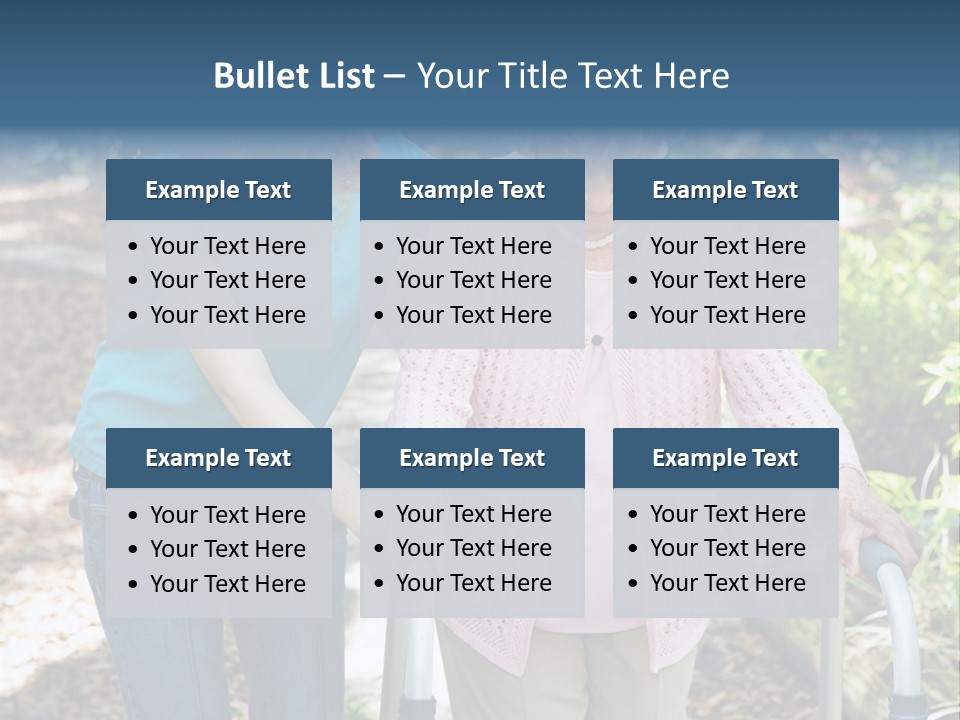 Senior Woman Struggles To Walk With The Help Of A Walker And Her Young Granddaughter. PowerPoint Template