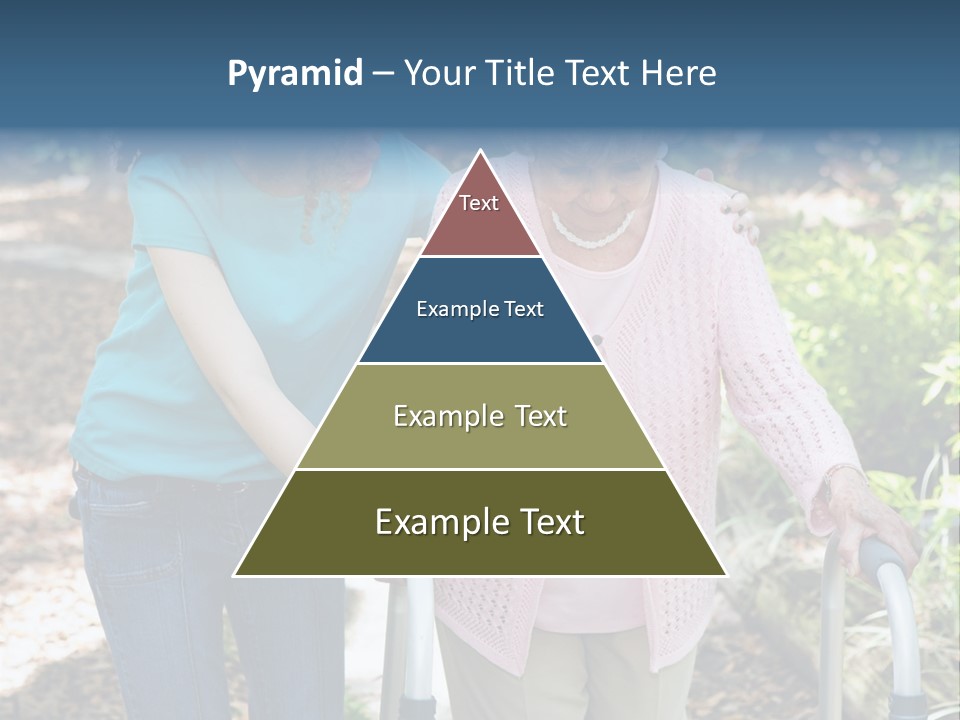 Senior Woman Struggles To Walk With The Help Of A Walker And Her Young Granddaughter. PowerPoint Template