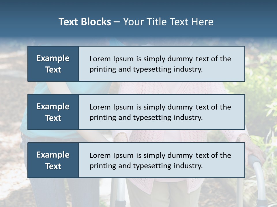 Senior Woman Struggles To Walk With The Help Of A Walker And Her Young Granddaughter. PowerPoint Template