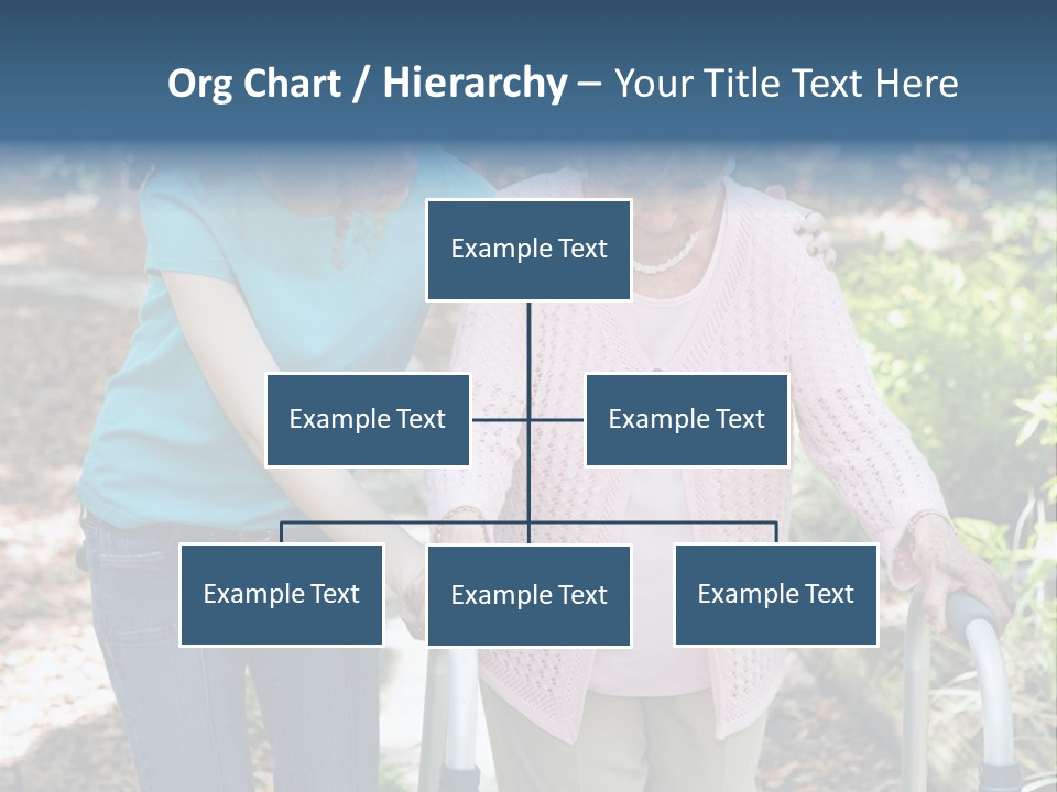 Senior Woman Struggles To Walk With The Help Of A Walker And Her Young Granddaughter. PowerPoint Template
