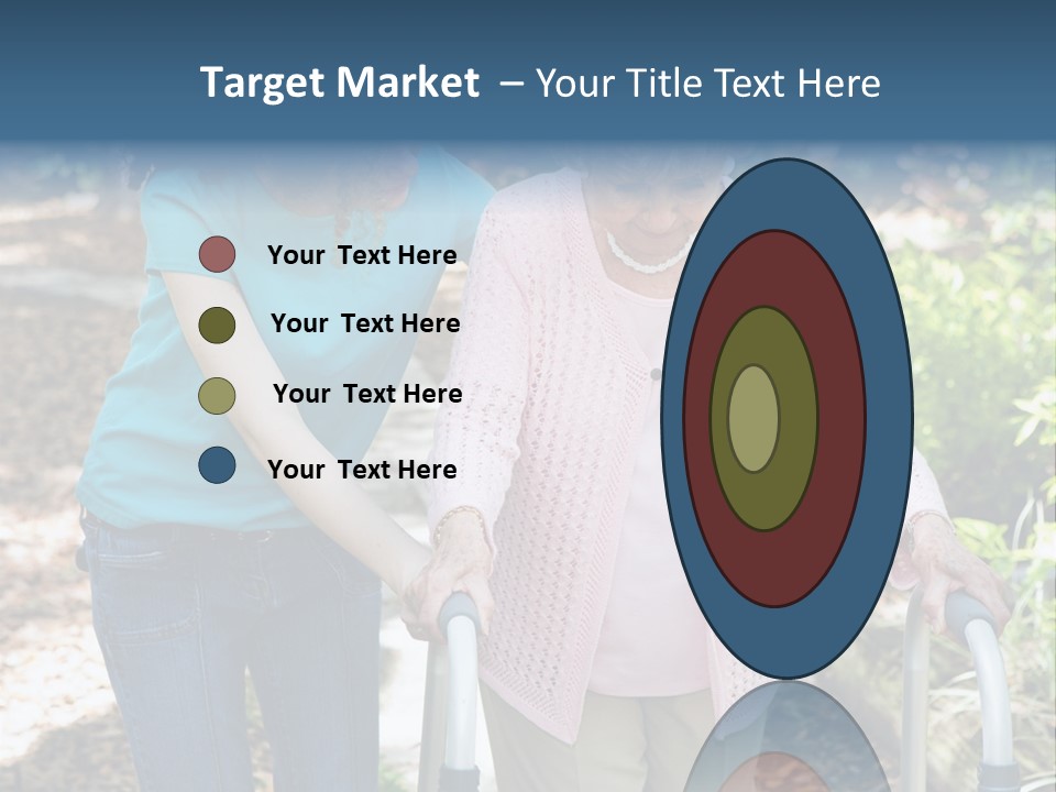 Senior Woman Struggles To Walk With The Help Of A Walker And Her Young Granddaughter. PowerPoint Template