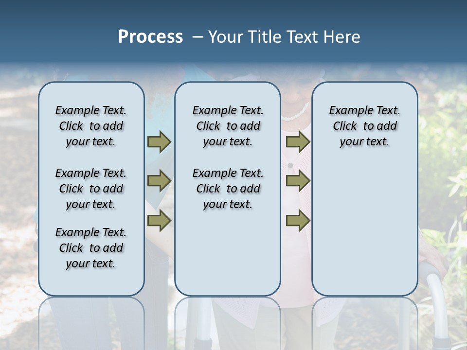 Senior Woman Struggles To Walk With The Help Of A Walker And Her Young Granddaughter. PowerPoint Template