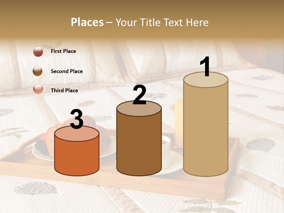 Tray With Breakfast On A Bed In A Hotel Room PowerPoint Template