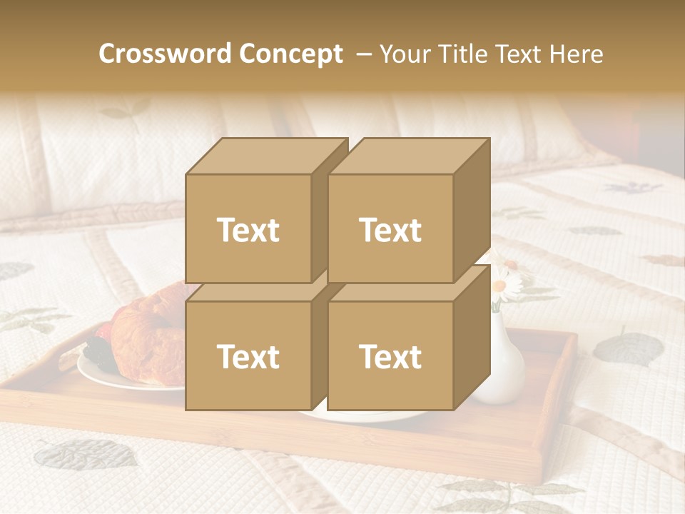 Tray With Breakfast On A Bed In A Hotel Room PowerPoint Template